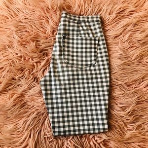 Plaid High-Waisted Skinny Jeans